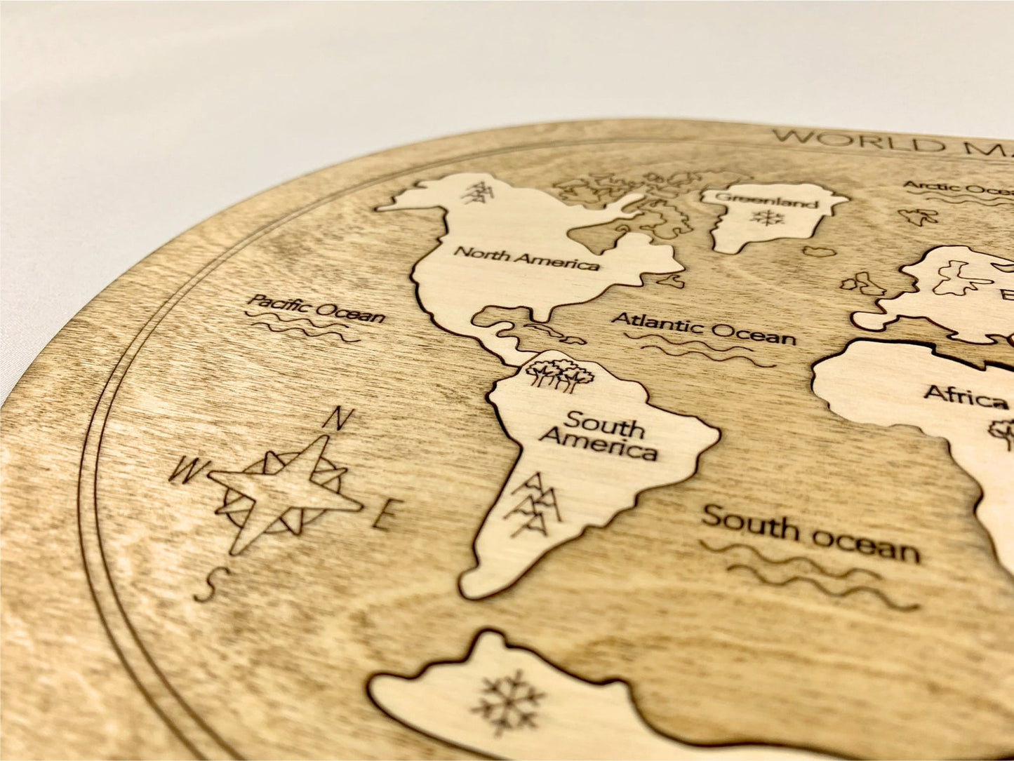 World Map Puzzle, Wooden Map Puzzle For Kids, Handmade Wooden Map Puzzle With Continents And Oceans, Learning Puzzle