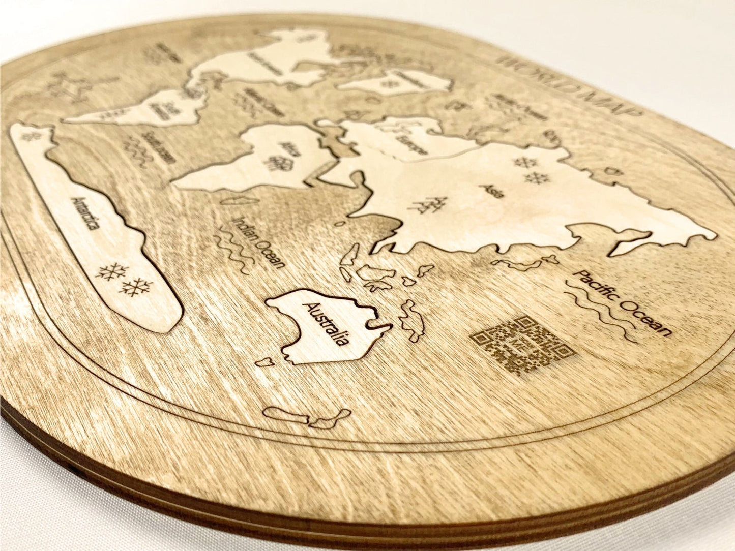 World Map Puzzle, Wooden Map Puzzle For Kids, Handmade Wooden Map Puzzle With Continents And Oceans, Learning Puzzle