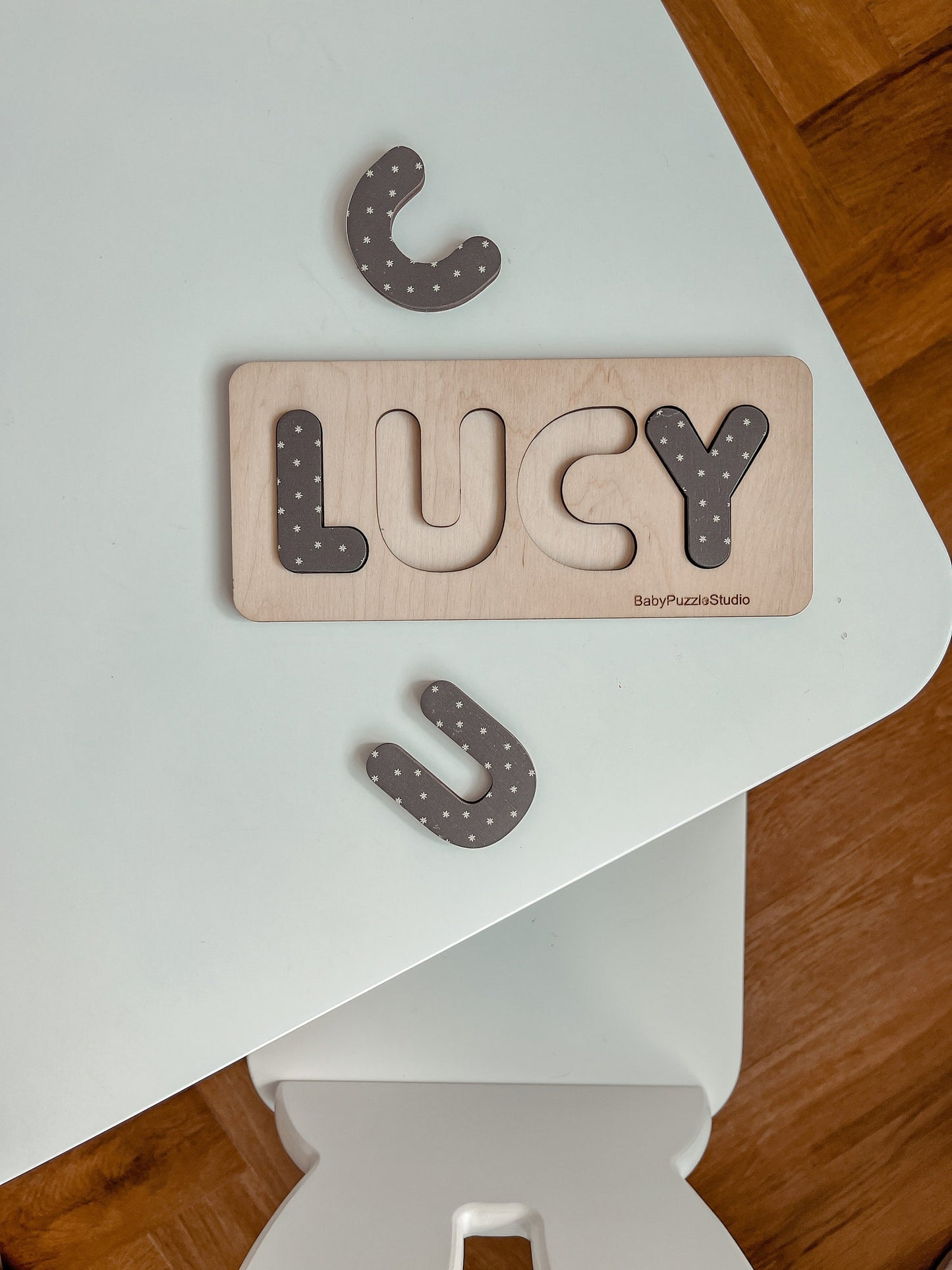 1st Birthday Gift for Kids, Personalized Baby Name Puzzle, Wooden Montessori Toy