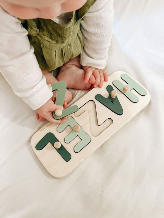 New Baby Gift Wood Name Puzzle for Toddler Montessori Puzzle, First Birthday Gift for Baby Boy Baby Girl, Wooden Toys, Custom Gift for Kids