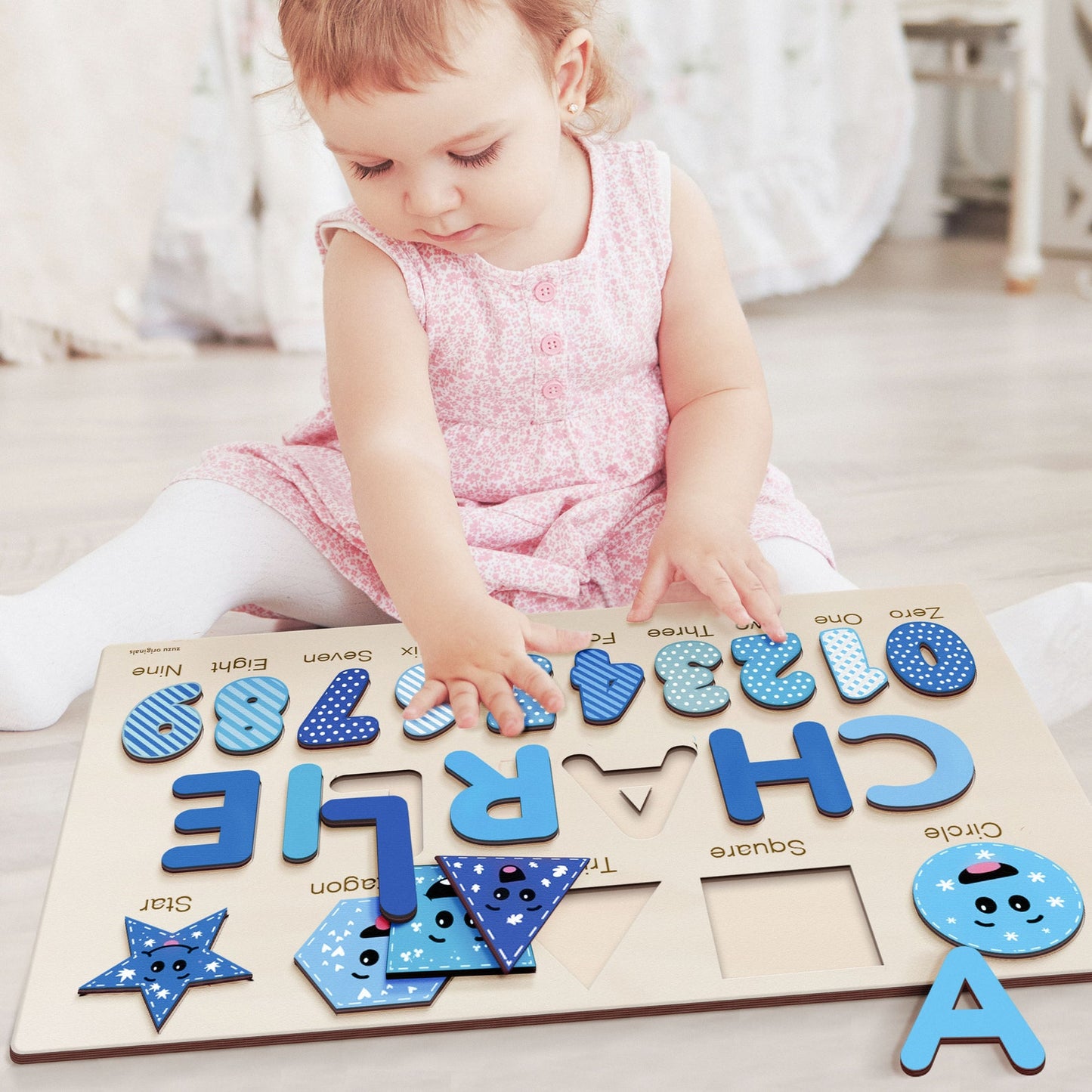 Personalized Name Puzzle With Numbers and Shapes | Personalized 2 Year Old Gift | Baby Girl and Boy Montessori Toys | Baby Name Puzzle