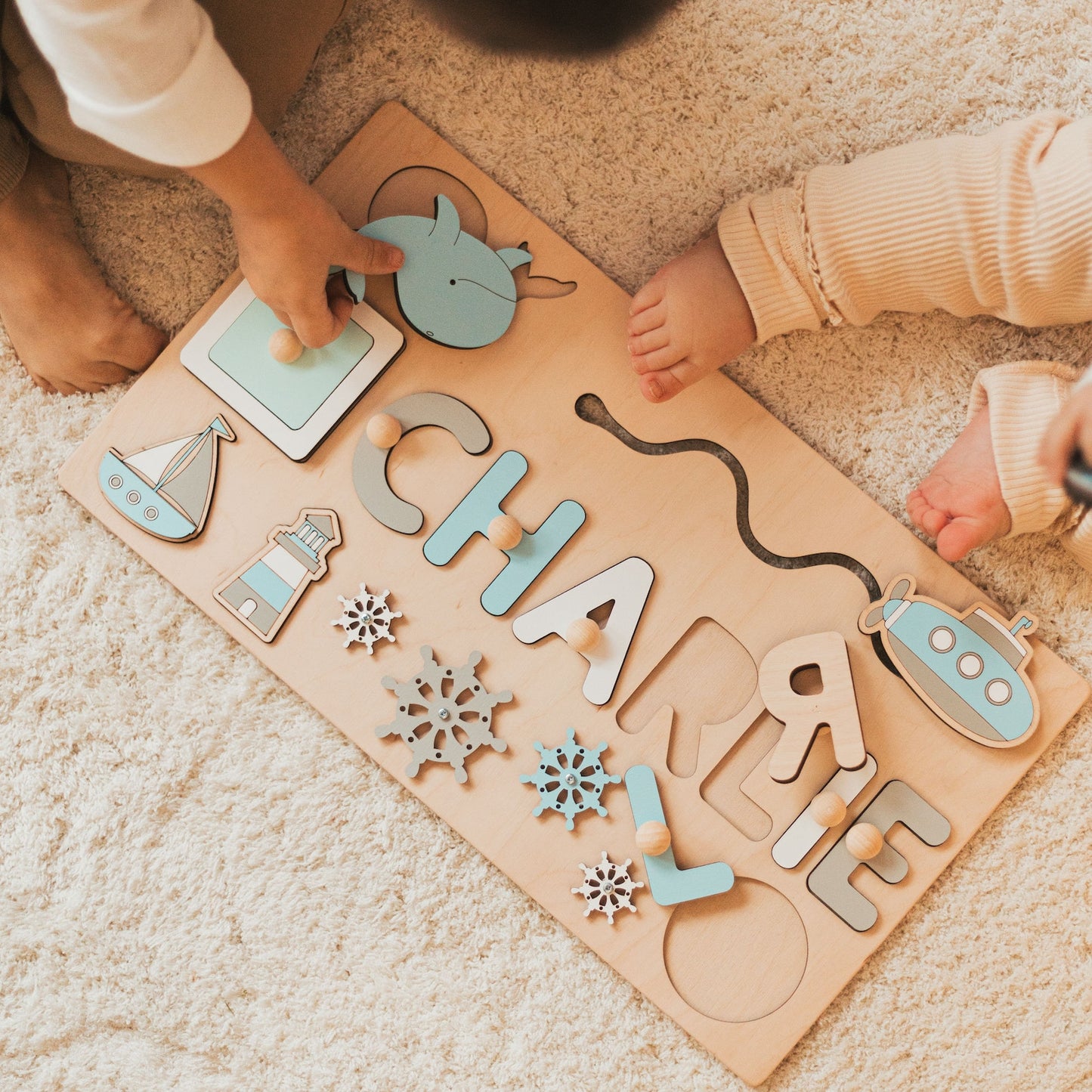 Montessori Busy Board | Personalized Puzzle Sensory Activity Wooden Toys Baby Boy Gift First Christmas Gift Unique Birthday Gift Easter Gift