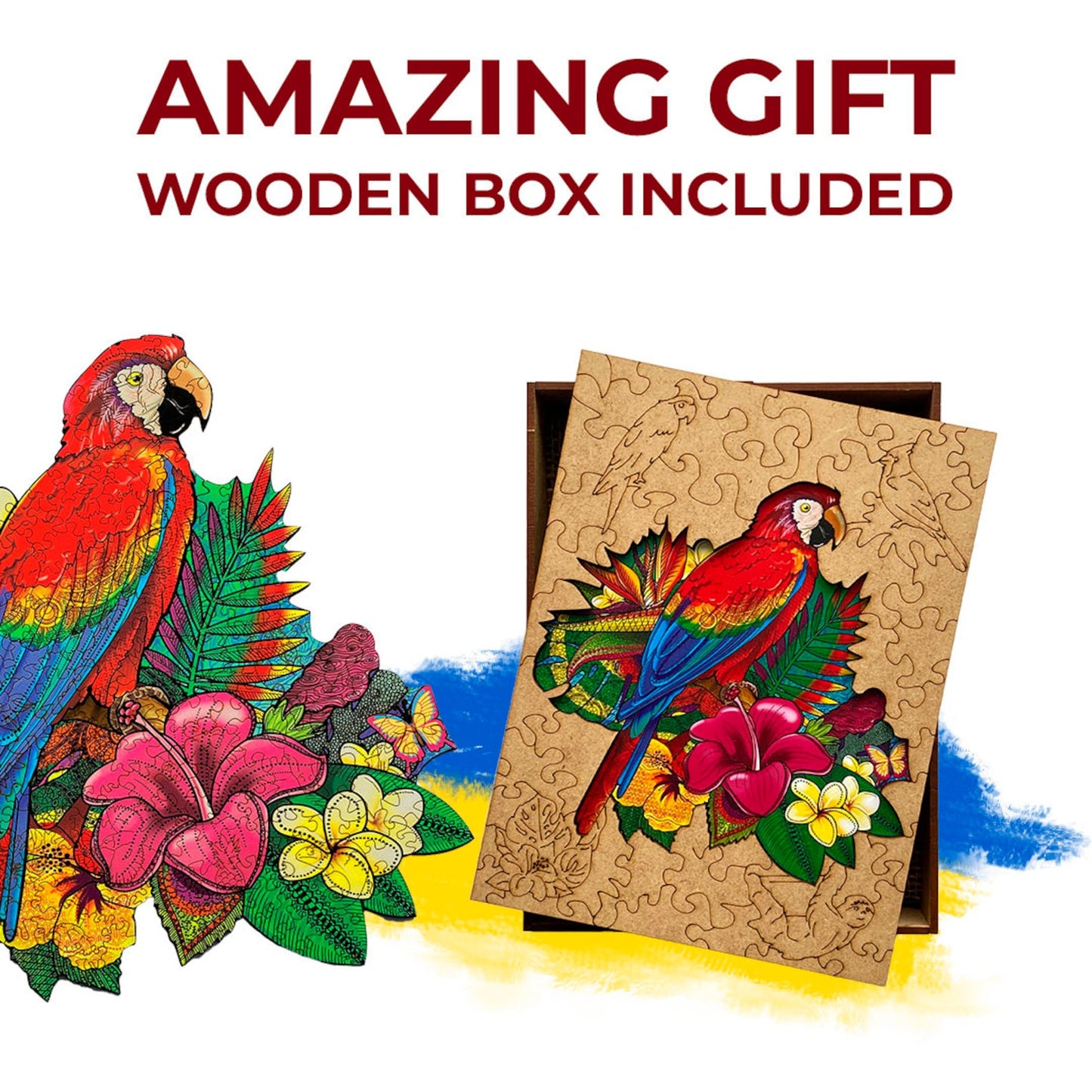 Wooden jigsaw puzzle for adults and kids Are Parrot, Wood puzzle box, 3d Puzzle, Wooden puzzle Parrot, Laser Cut Puzzle, Wood Board Game