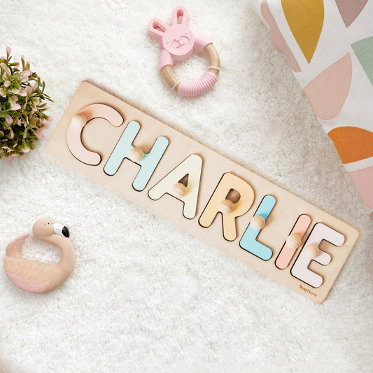 Personalized Name Puzzle With Pegs New Christmas Gifts for Kids Baby Shower Wooden Toddler Toys and Games First Birthday 1st Girl and Boy