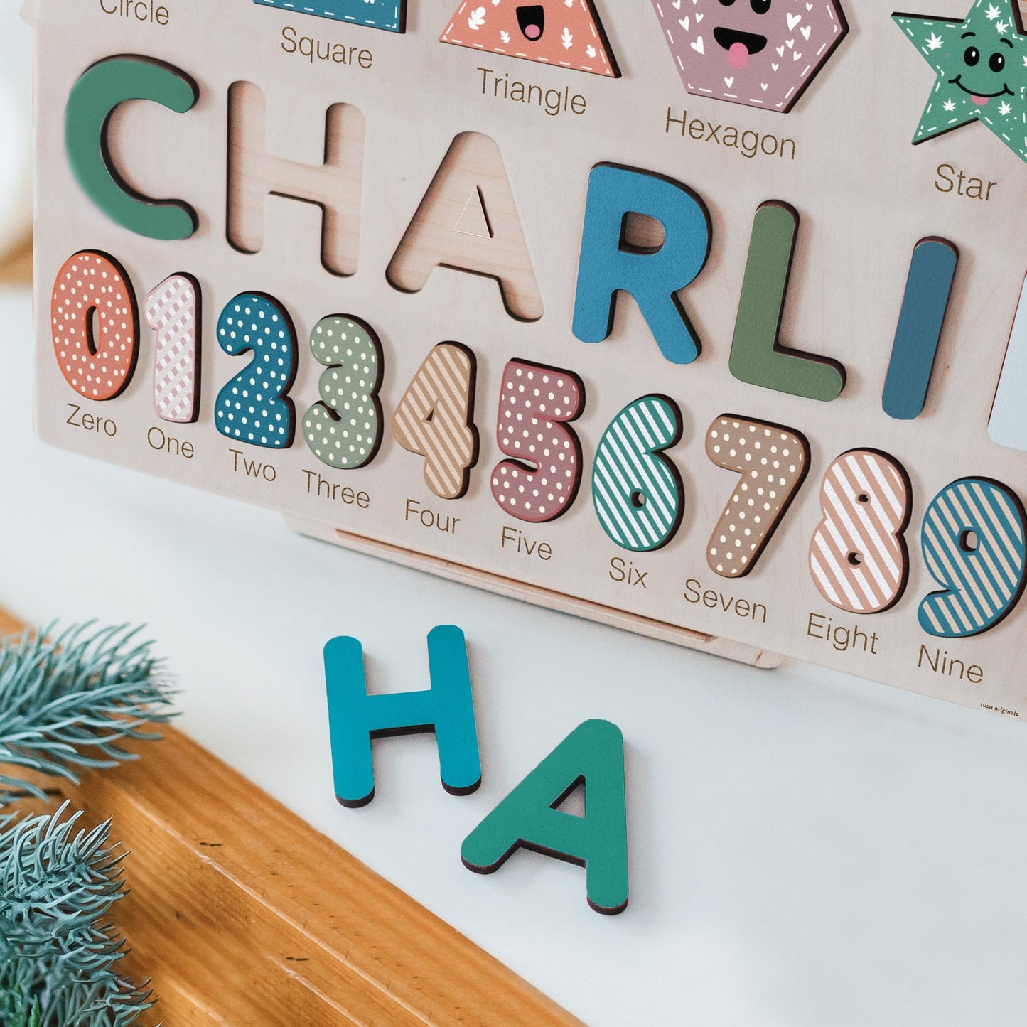 Personalized Name Puzzle With Numbers and Shapes | Personalized 2 Year Old Gift | Baby Girl and Boy Montessori Toys | Baby Name Puzzle