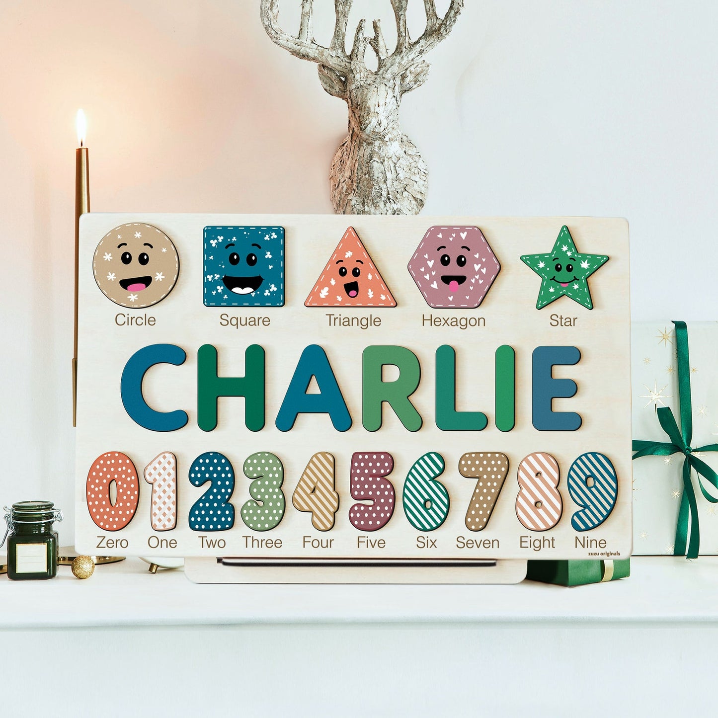 Personalized Name Puzzle With Numbers and Shapes | Personalized 2 Year Old Gift | Baby Girl and Boy Montessori Toys | Baby Name Puzzle