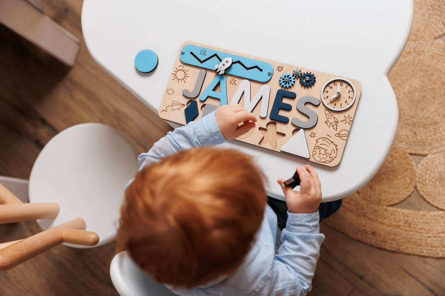 Toddler Busy Board Birthday Gift, Custom Name Puzzle Baby Girl Gift, Personalized Baby Sensory Toys, Wood Name Puzzle Gifts for Kids