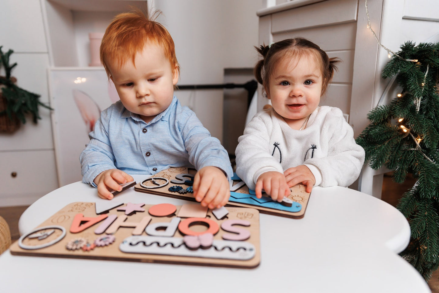 Toddler Busy Board Birthday Gift, Custom Name Puzzle Baby Girl Gift, Personalized Baby Sensory Toys, Wood Name Puzzle Gifts for Kids