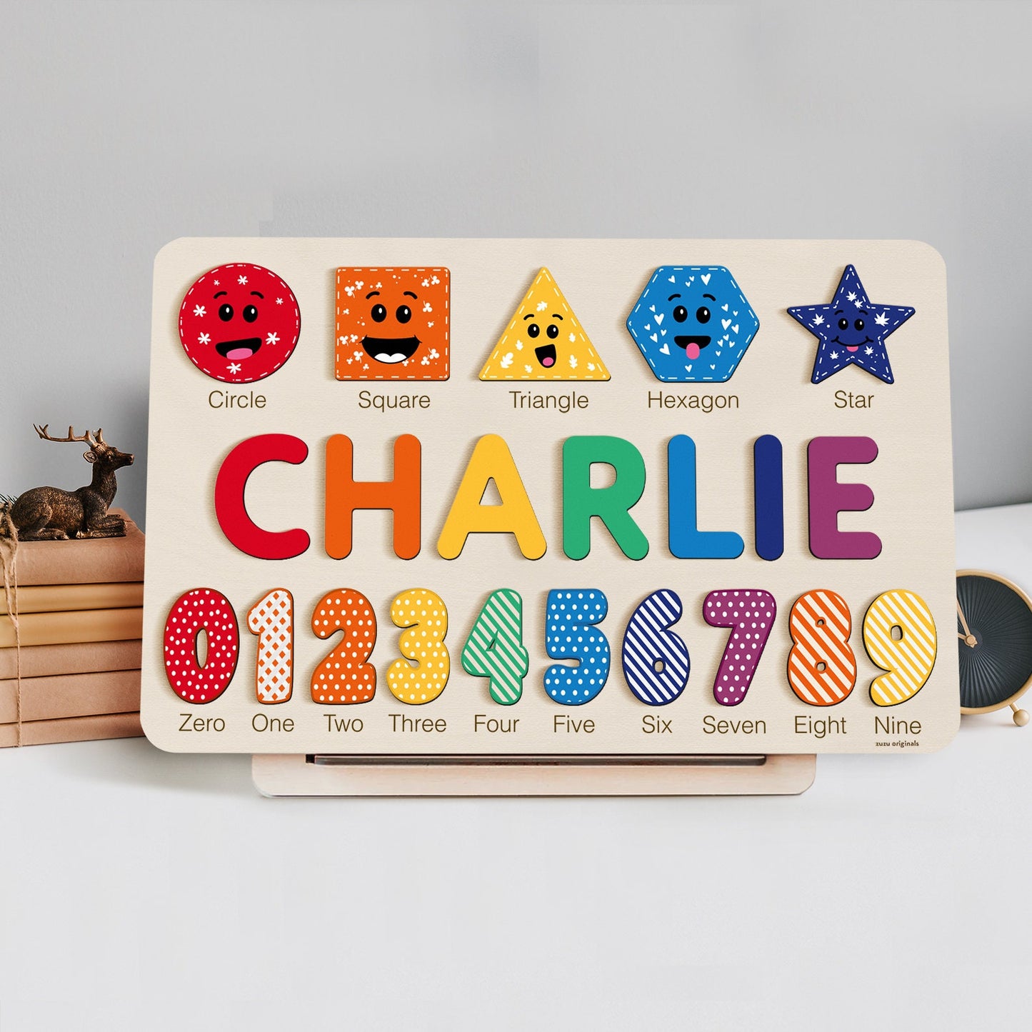 Personalized Name Puzzle With Numbers and Shapes | Personalized 2 Year Old Gift | Baby Girl and Boy Montessori Toys | Baby Name Puzzle