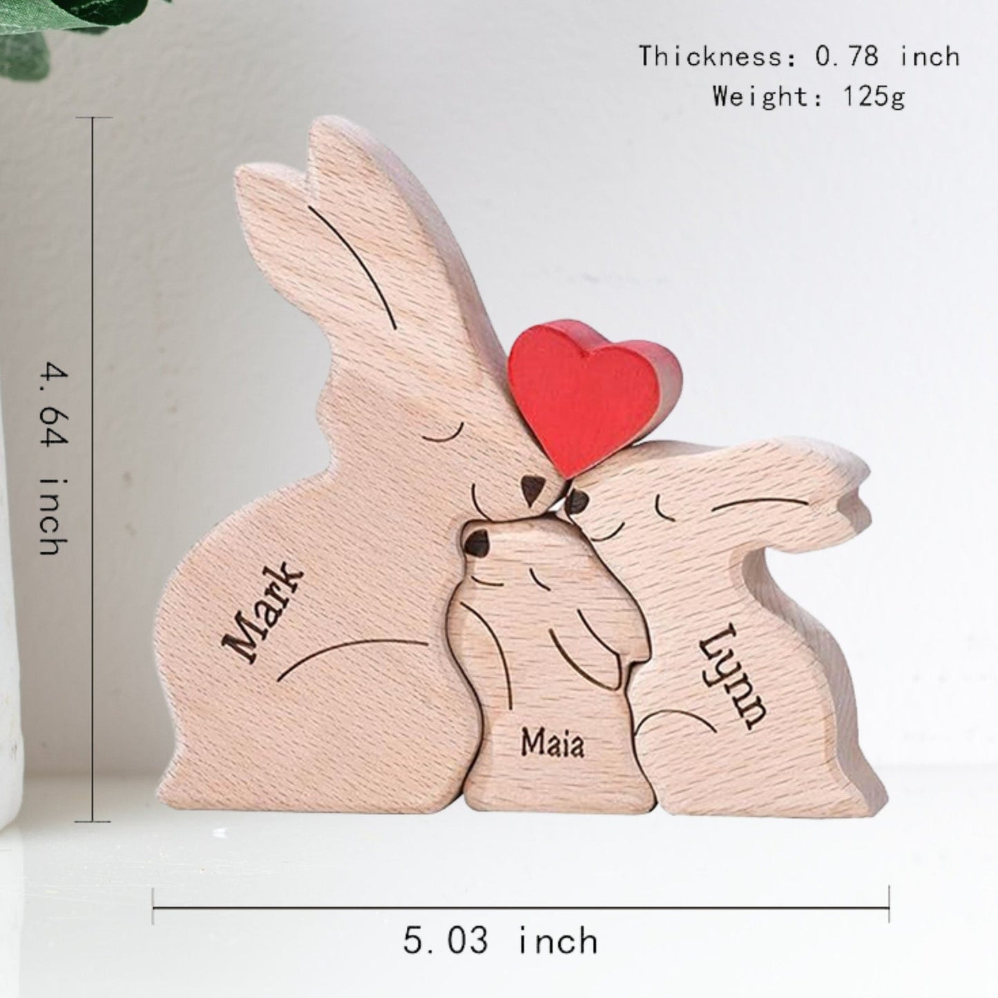 Wooden Bunny Family Puzzle, Engraved Family Name Puzzle, Rabbit Family Keepsake Gift, Animal Family,Gift for Kids, Mother's Day Gift for Her