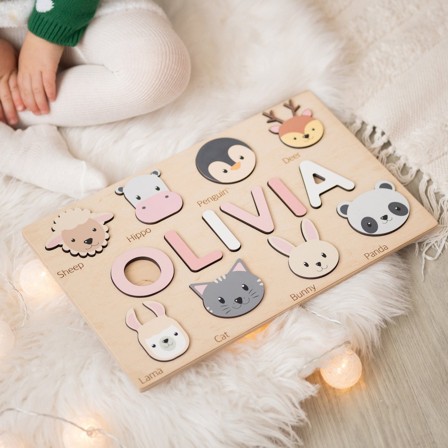 Montessori Board Puzzles Personalized Baby Gift 1 Year Old Boy Name Puzzle with Animals 1st Birthday Gifts Wooden Toys Baby Kids Toddlers