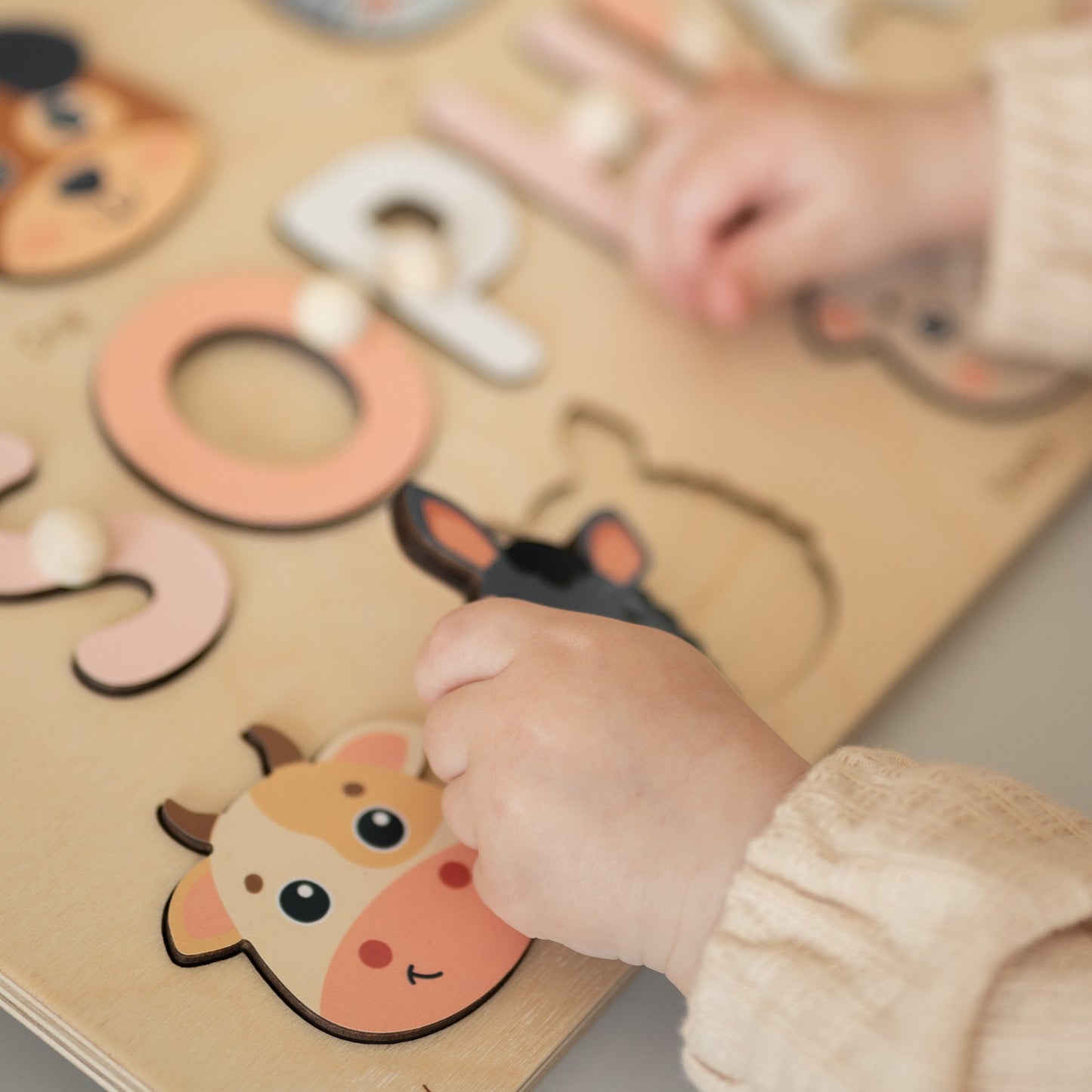 Name Puzzle with Bunny, First Easter Gift, 1st Birthday Girl Gift, Montessori Board for Toddlers, Wooden Custom Toys Newborn, Kids Toy 1 YO