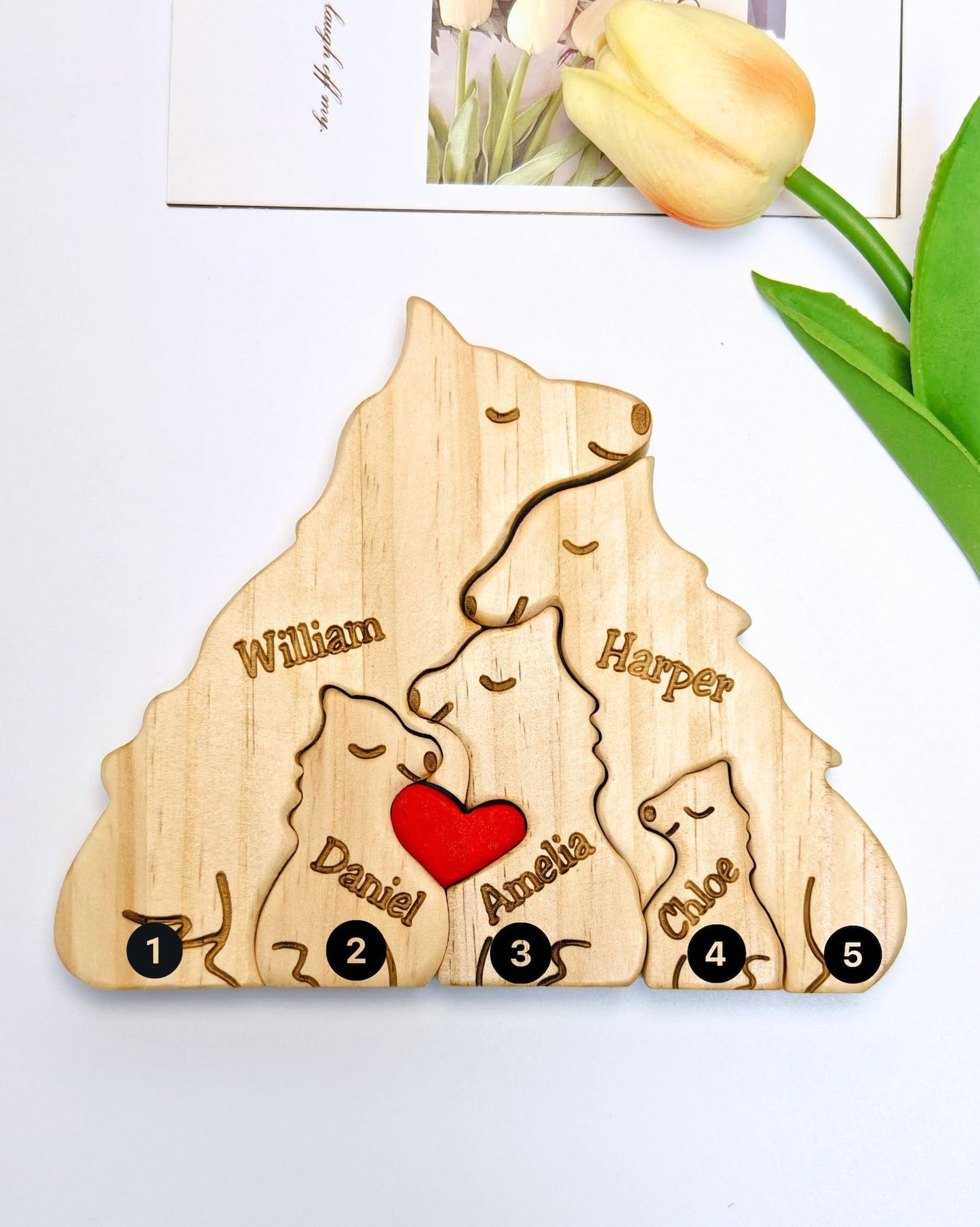 DIY Wooden Wolf Family Puzzle Personalized family Name Gift Wolf Puzzle Sculpture Wooden Family Puzzle Wooden Name Puzzle Loving Family Gift