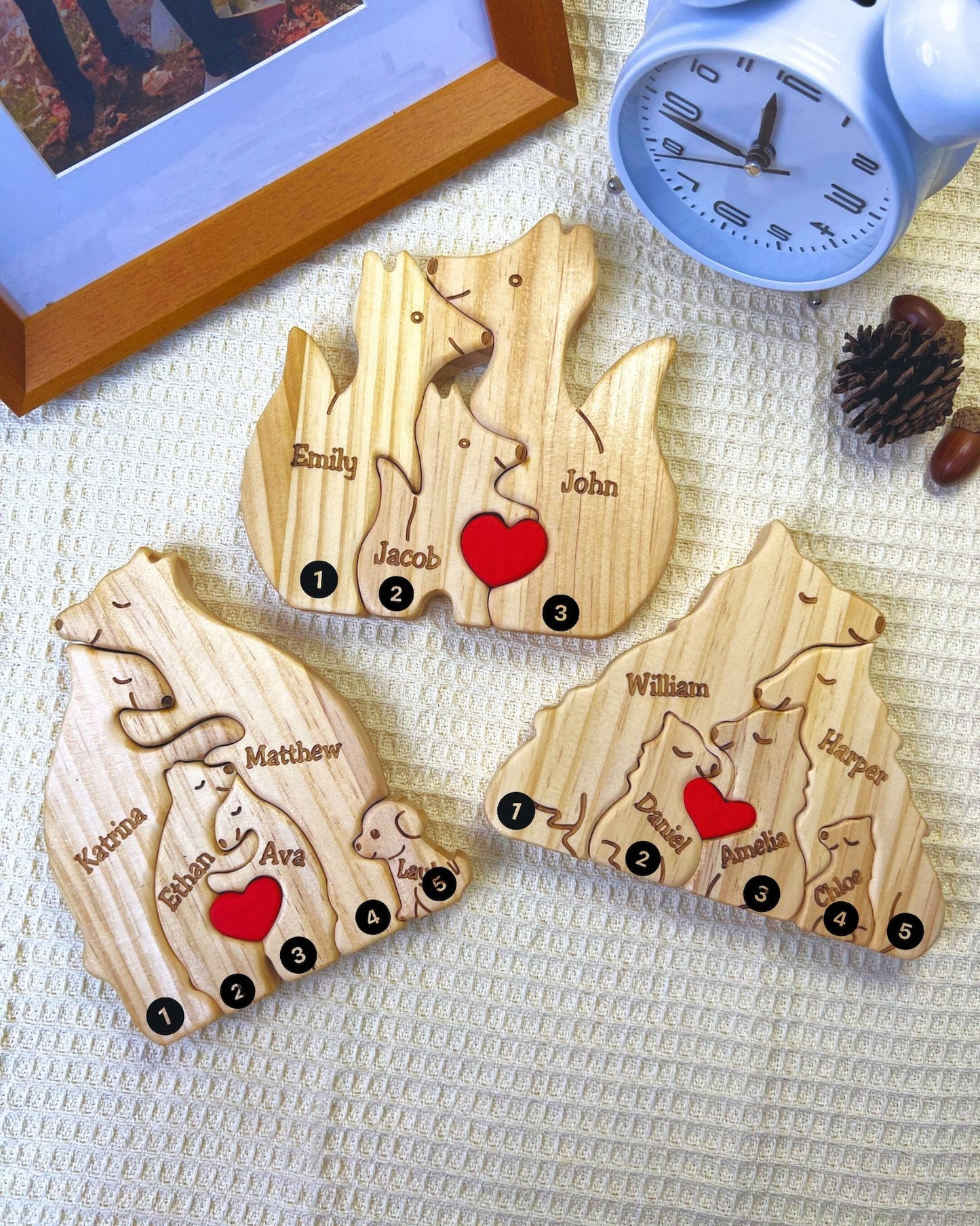 DIY Wooden Wolf Family Puzzle Personalized family Name Gift Wolf Puzzle Sculpture Wooden Family Puzzle Wooden Name Puzzle Loving Family Gift