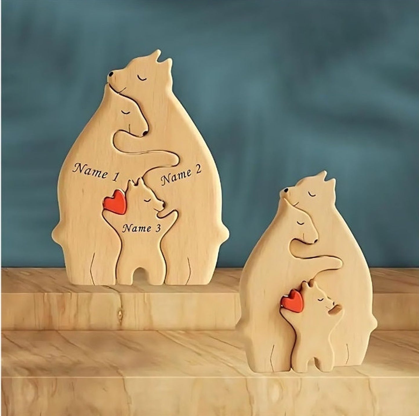 Wooden Bear Family Puzzle, Engraved Family Name Puzzle,Family Keepsake Gift,Gift for Parents,Animal Family,Family Home Decor, Gift for Kids