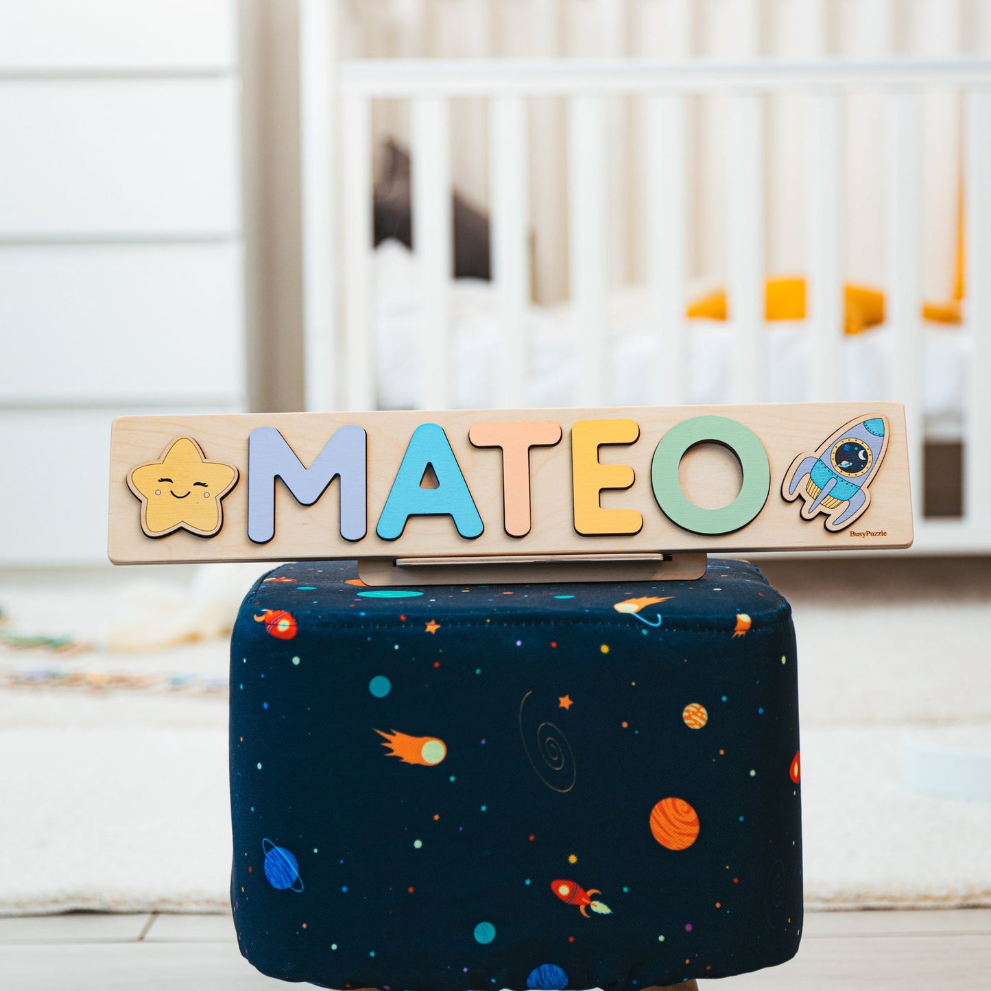 Unique Newborn Name Puzzle Montessori Toddler Toy 1 Year Old Boy Gift Baby Shower Gift for Kids Wood Name Puzzle Custom Baby Gift