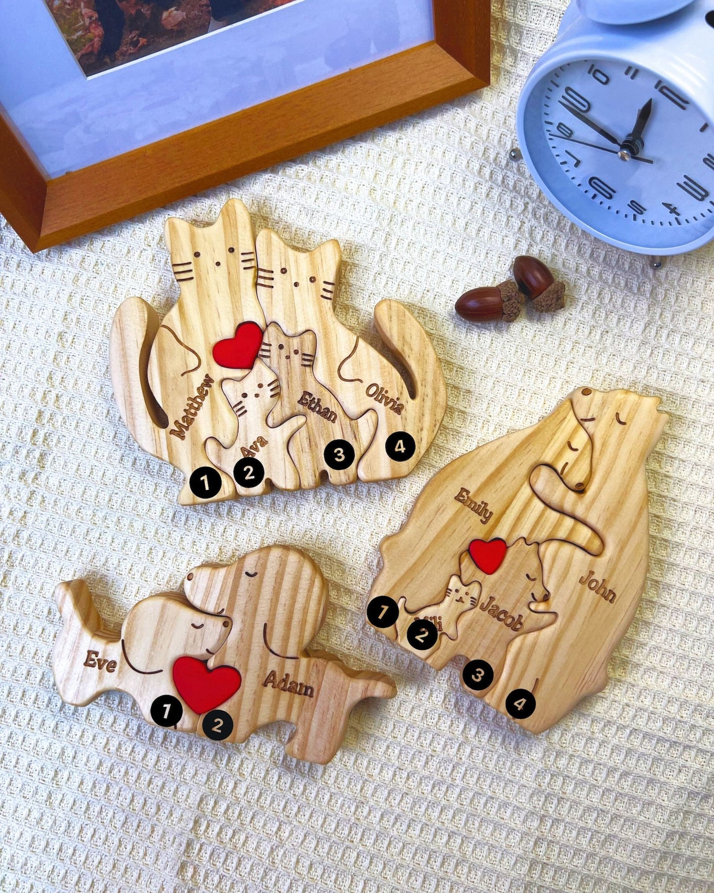 DIY Wooden Wolf Family Puzzle Personalized family Name Gift Wolf Puzzle Sculpture Wooden Family Puzzle Wooden Name Puzzle Loving Family Gift