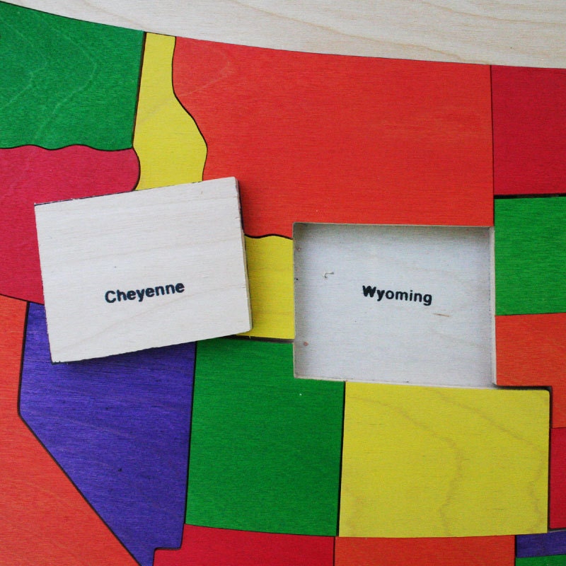 USA Wooden Map Puzzle, Handmade, Wooden Name Jigsaw Puzzles