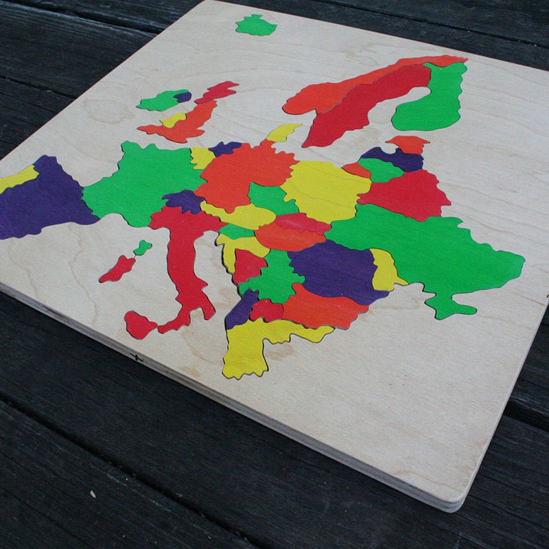 Europe Wooden Map Puzzle, Handmade, Wooden Name Jigsaw Puzzles