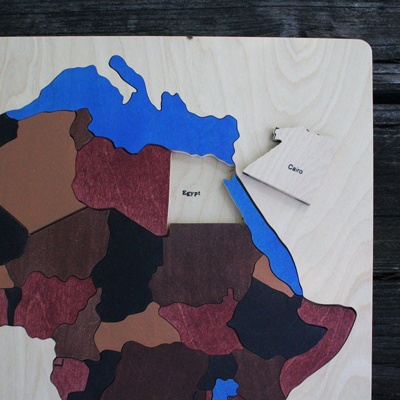 Africa Wooden Map Puzzle, Handmade, Wooden Name Jigsaw Puzzles