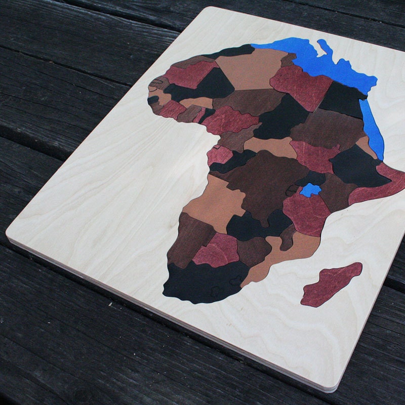 Africa Wooden Map Puzzle, Handmade, Wooden Name Jigsaw Puzzles