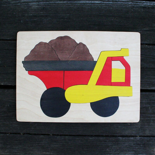 Dump Truck  Picture Puzzles, Handmade, Wooden Jigsaw Puzzles