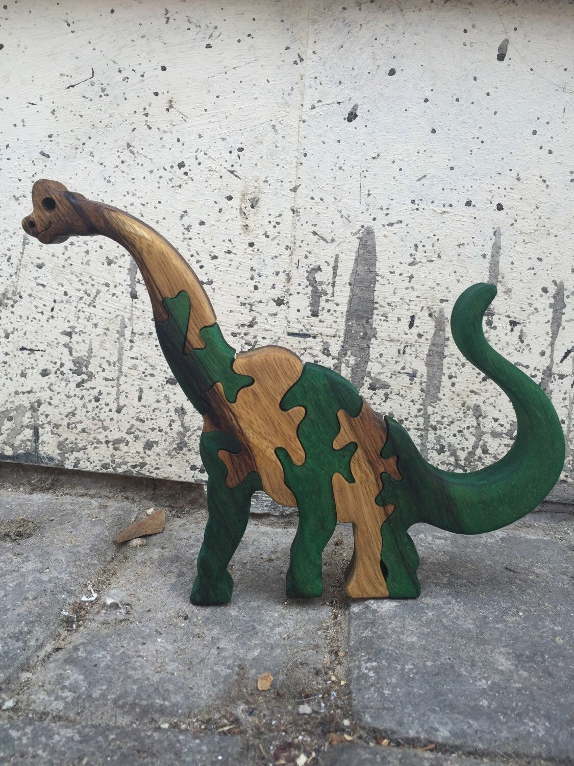 Wooden Toy- Wood puzzle- Jigsaw Puzzle- Child Gift- Wooden Dinosaur puzzle- Brachiosaurus dinosaur puzzle.