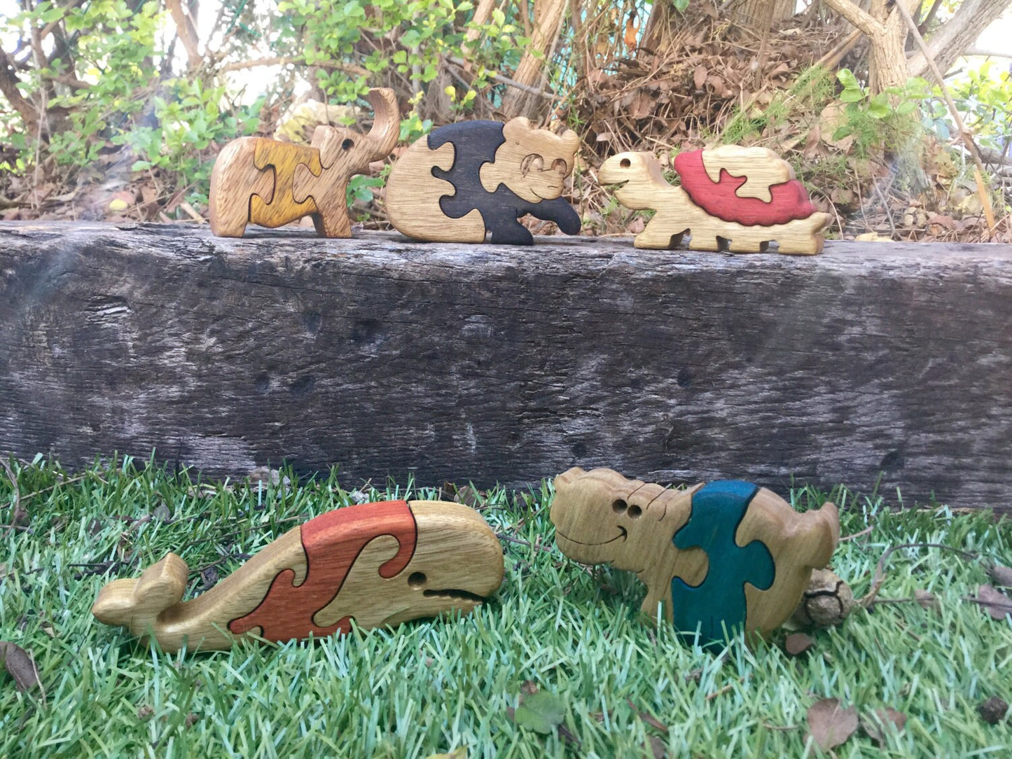 Set of 5 Baby Puzzles - Wood Animal Puzzles - Kids' Game - Collectible Decor - Educational Play