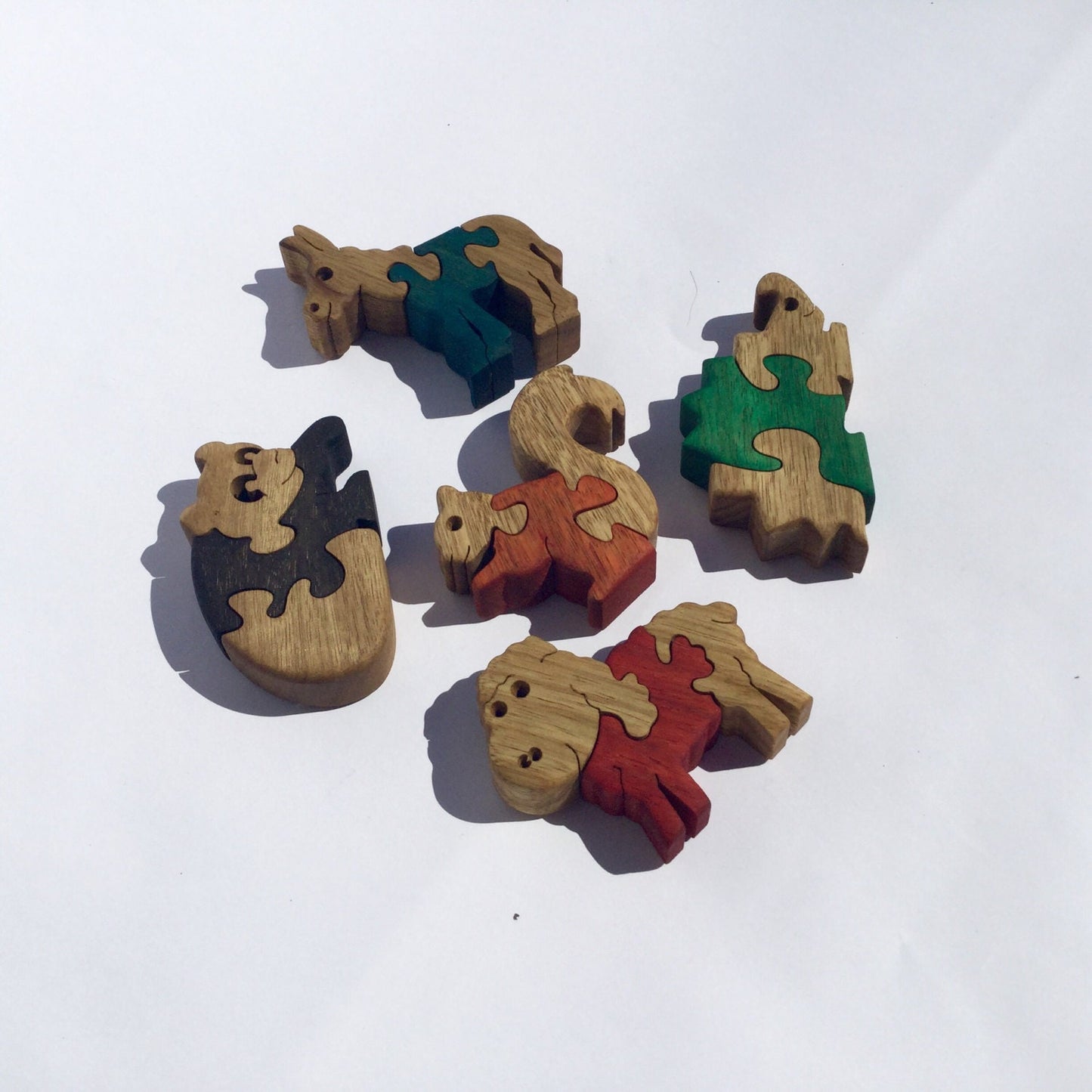 Wooden Toy - Set of 5 Baby Puzzles - Wood Animal Puzzles - Kids' Game - Collectible Decor - Gift for Kids - Handmade Puzzle - Jigsaw Puzzle