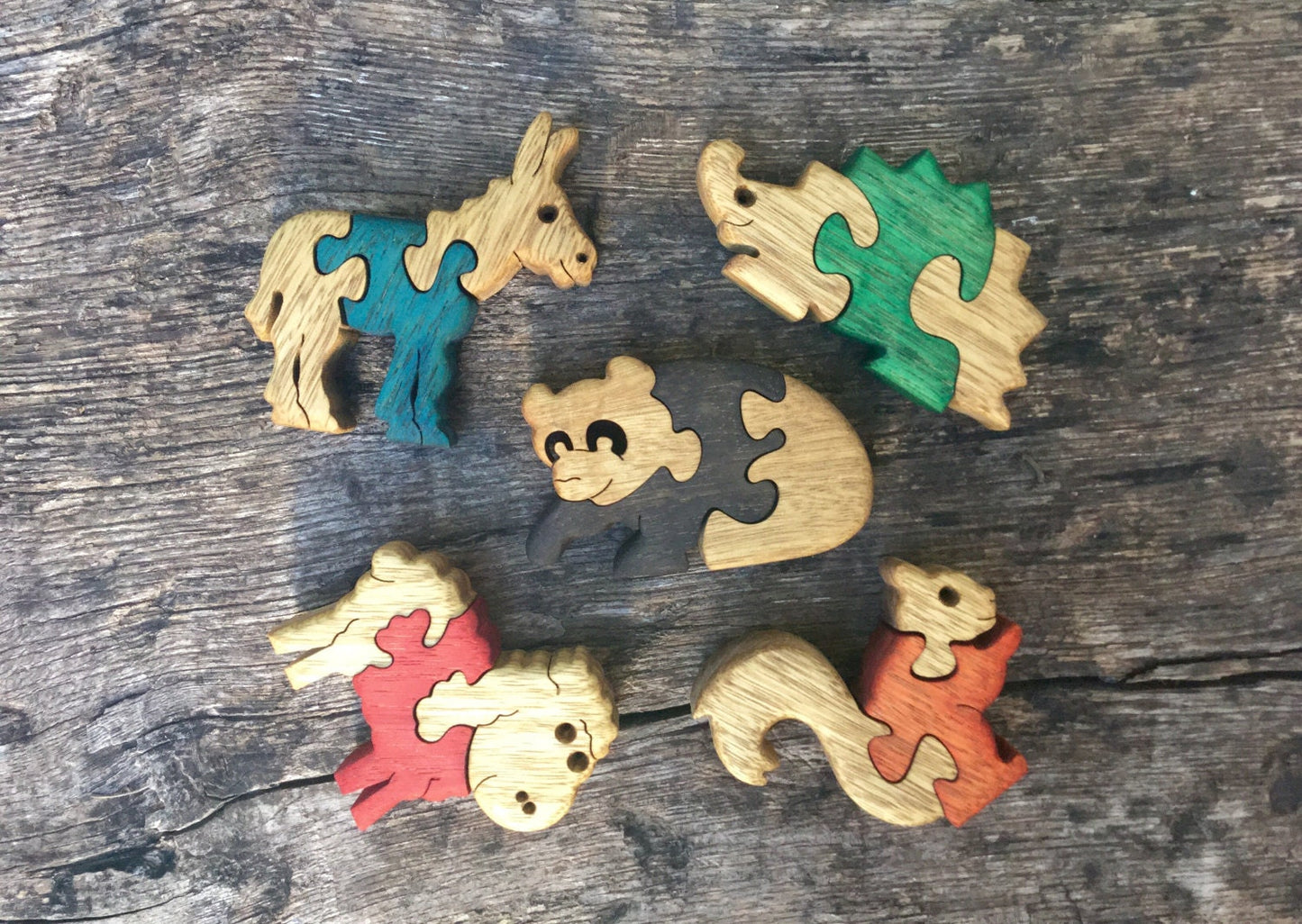 Wooden Toy - Set of 5 Baby Puzzles - Wood Animal Puzzles - Kids' Game - Collectible Decor - Gift for Kids - Handmade Puzzle - Jigsaw Puzzle