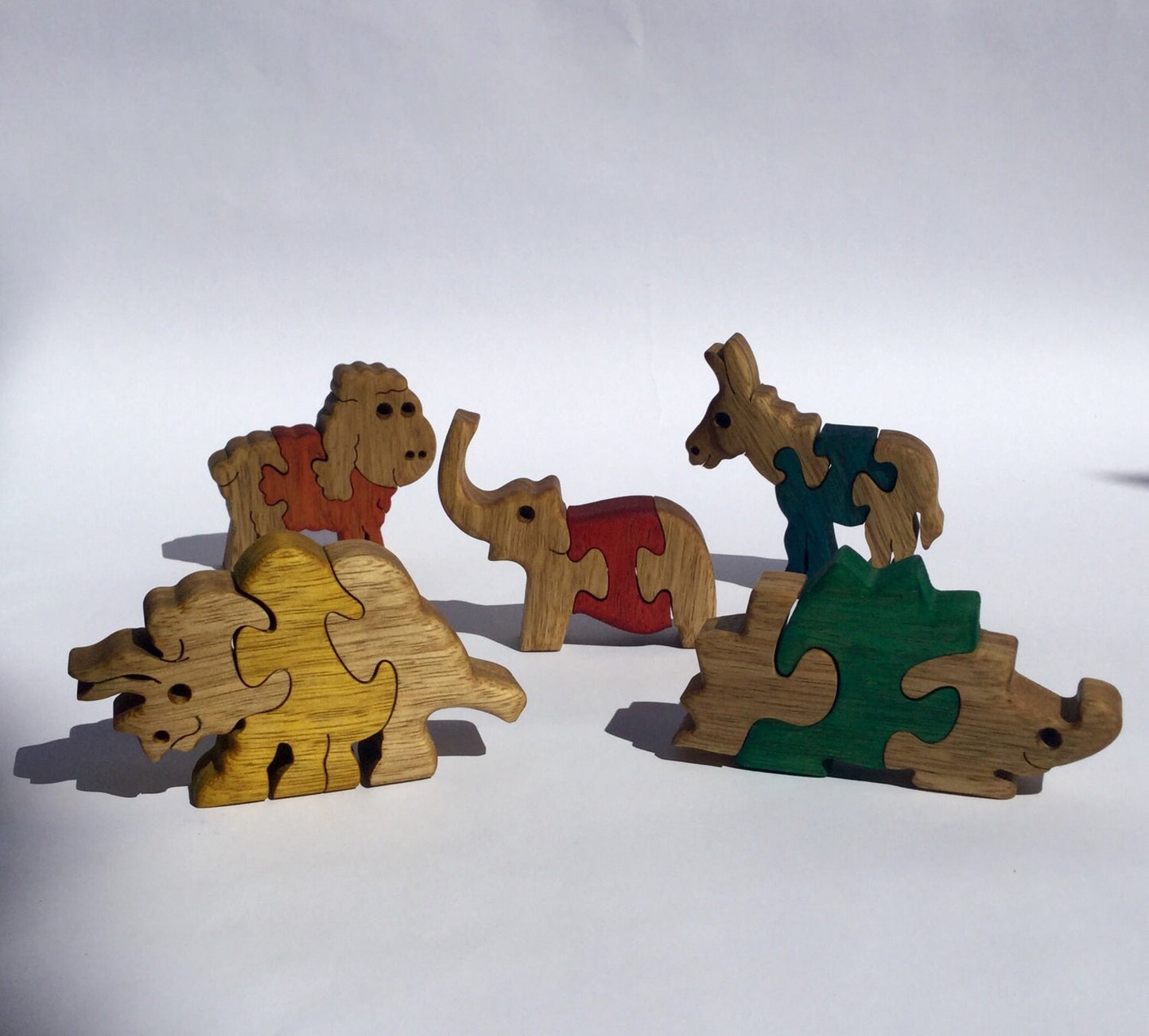 Set of 5 Baby Puzzles - Wood Animal Puzzles - Kids' Game - Collectible Decor - Educational Play