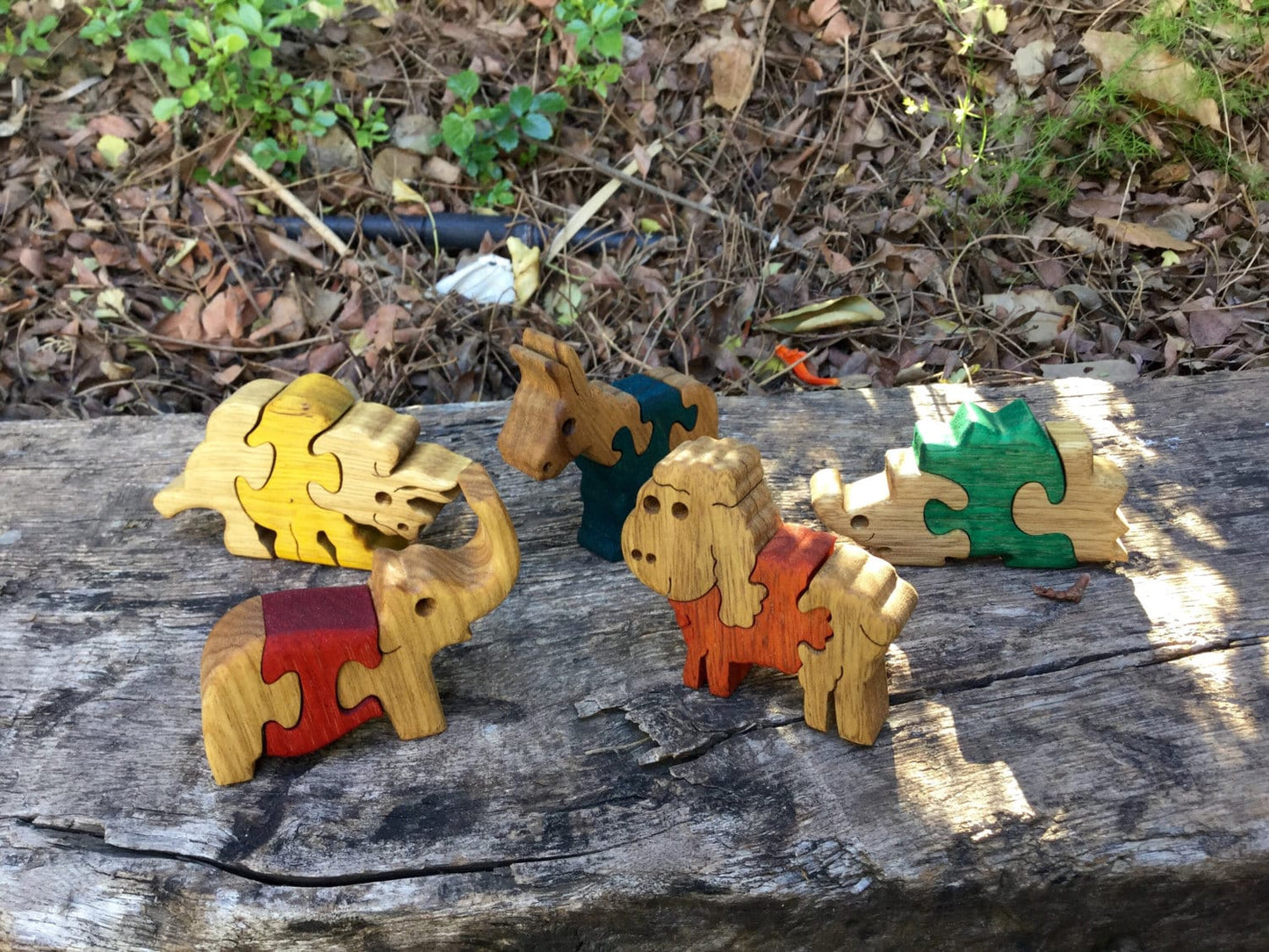 Set of 5 Baby Puzzles - Wood Animal Puzzles - Kids' Game - Collectible Decor - Educational Play