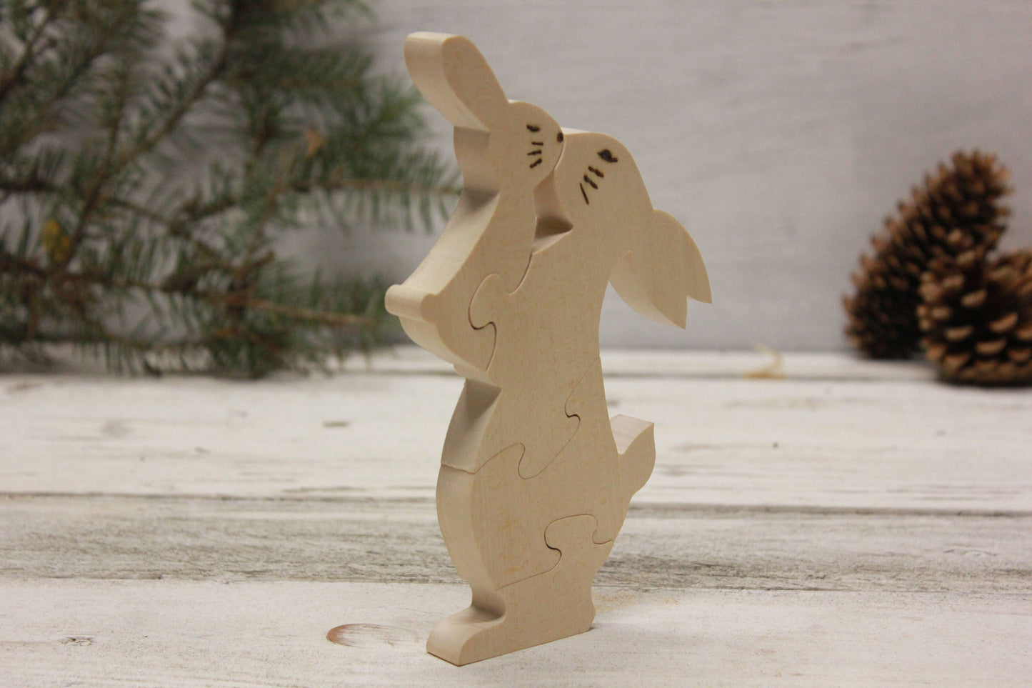 Organic Wooden Toy Rabbit, Wood animals, Wooden puzzle, Natural Baby Toy, Baby shower, Toy for kids, Handmade toys, Christmas gift toys