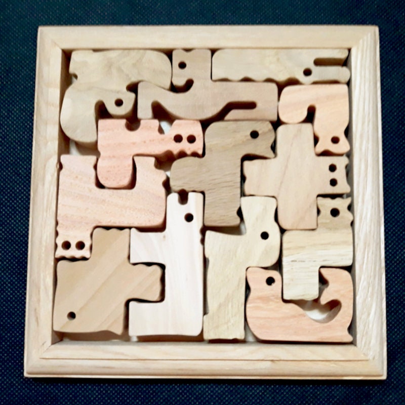 Wooden Puzzle, Wooden Zoo Puzzle, Animal puzzle, Zoo Puzzle, Wood Toy, Wooden Puzzle for kids, Montessori toy, Educational Toy, Woodland toy