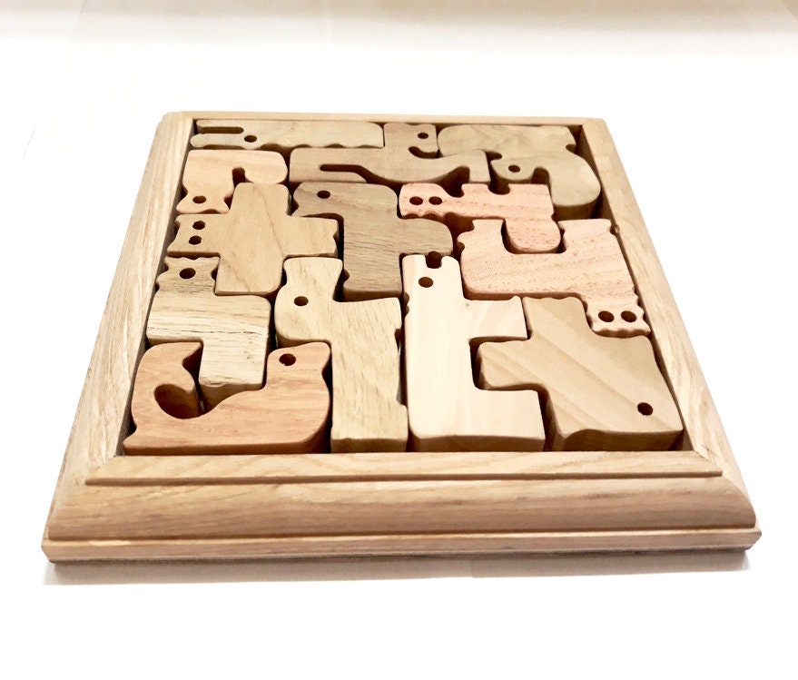 Wooden Puzzle, Wooden Zoo Puzzle, Animal puzzle, Zoo Puzzle, Wood Toy, Wooden Puzzle for kids, Montessori toy, Educational Toy, Woodland toy