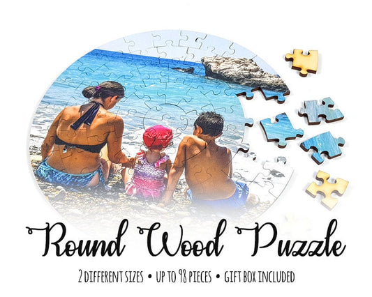 Round Personalized Puzzles from Wood, Photo Jigsaw Puzzle, Custom puzzles from your Photo, Photo Puzzles, Puzzles for kids, Christmas Puzzle