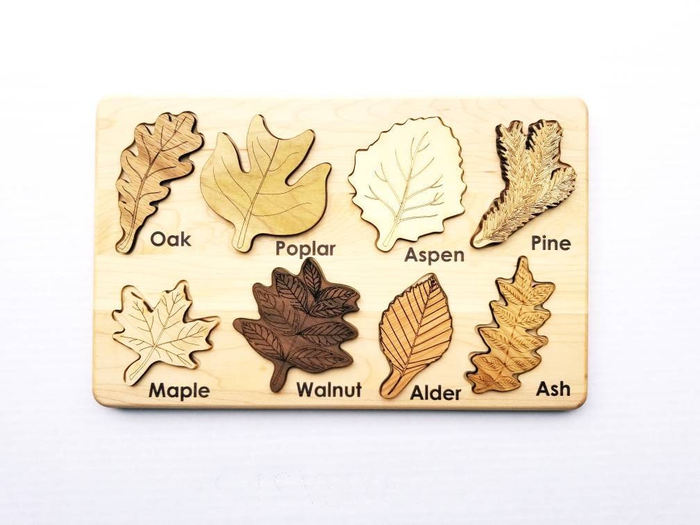 Leaf puzzle, Montessori puzzle, Christmas gift, wooden puzzle, stem toy