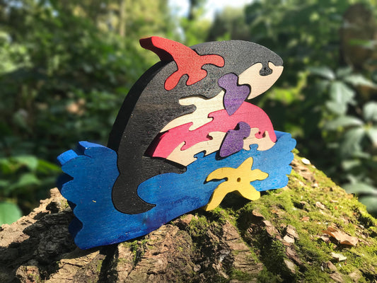 Wooden Killer Whale Puzzle, Child's Puzzle, Kid's wood toys. Wooden toys, wooden animal puzzle. Eco friendly handmade toys