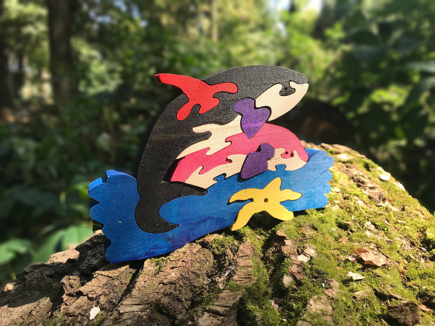 Wooden Killer Whale Puzzle, Child's Puzzle, Kid's wood toys. Wooden toys, wooden animal puzzle. Eco friendly handmade toys