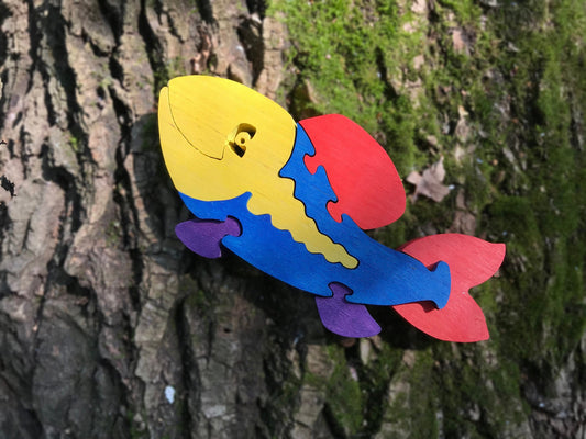 Wooden Puzzle Fish. Handmade color puzzle Handmade kids toy. Wooden eco friendly handmade toys for children. Ready to ship.