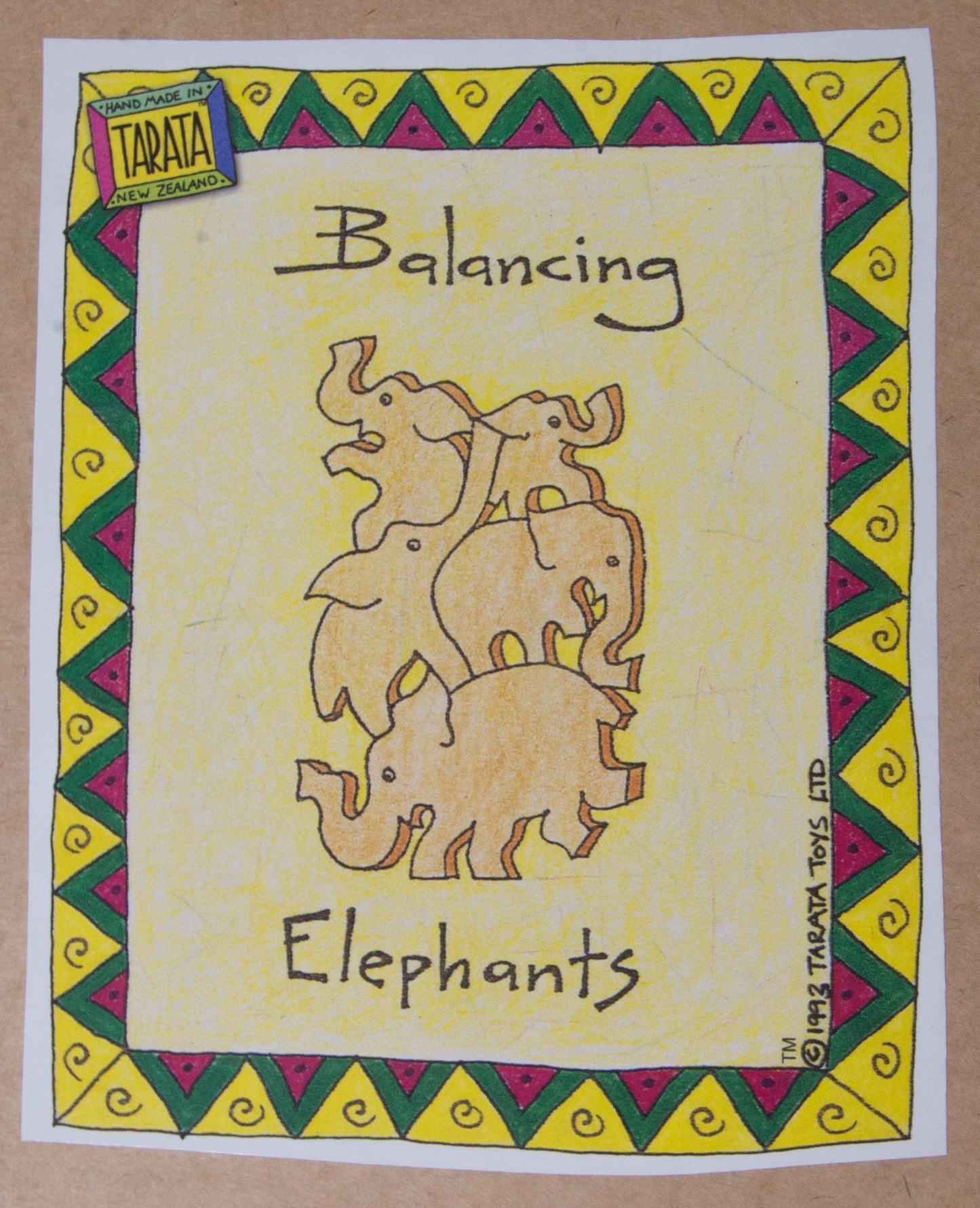 Elephants -Balancing Animals wooden stacking and balancing game by Tarata Toys:  gift boxed