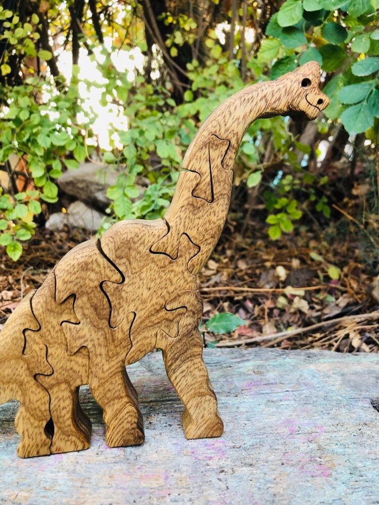 Wooden Toy- Wood puzzle- Jigsaw Puzzle- Child Gift- Wooden Dinosaur puzzle- Brachiosaurus dinosaur puzzle.