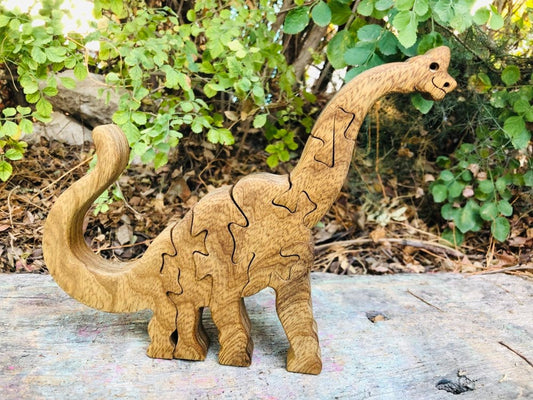 Wooden Toy- Wood puzzle- Jigsaw Puzzle- Child Gift- Wooden Dinosaur puzzle- Brachiosaurus dinosaur puzzle.