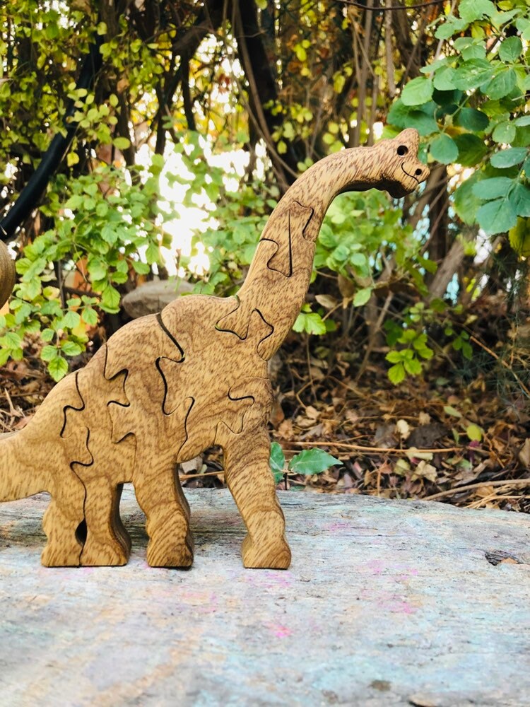 Wooden Toy- Wood puzzle- Jigsaw Puzzle- Child Gift- Wooden Dinosaur puzzle- Brachiosaurus dinosaur puzzle.