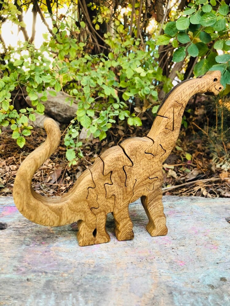 Wooden Toy- Wood puzzle- Jigsaw Puzzle- Child Gift- Wooden Dinosaur puzzle- Brachiosaurus dinosaur puzzle.