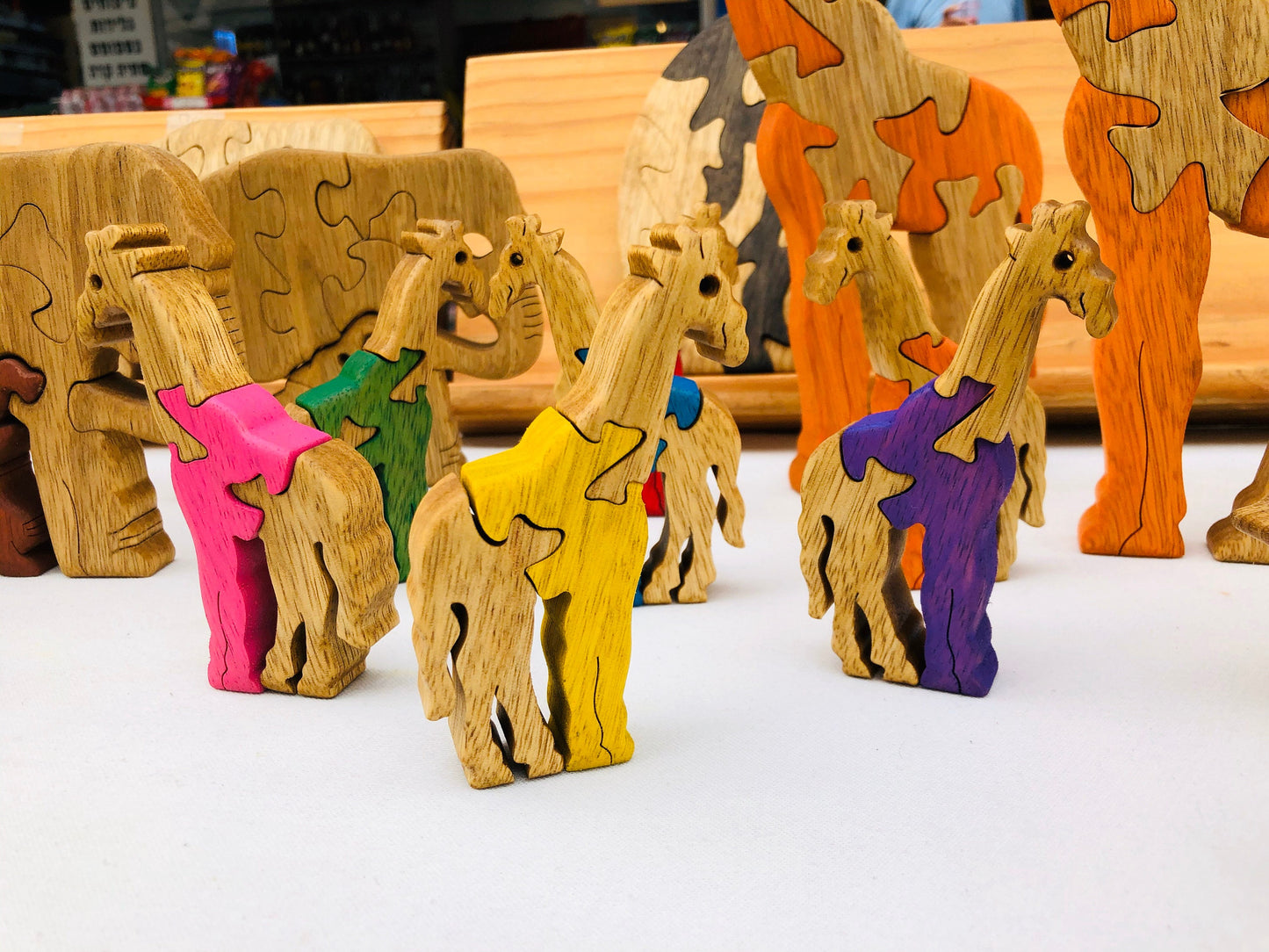 Customizable Handmade Wooden Animal Puzzle Set for Kids - Choose Your Favorite 5 Animals & Colors - Safe, Non-Toxic, Educational Toys