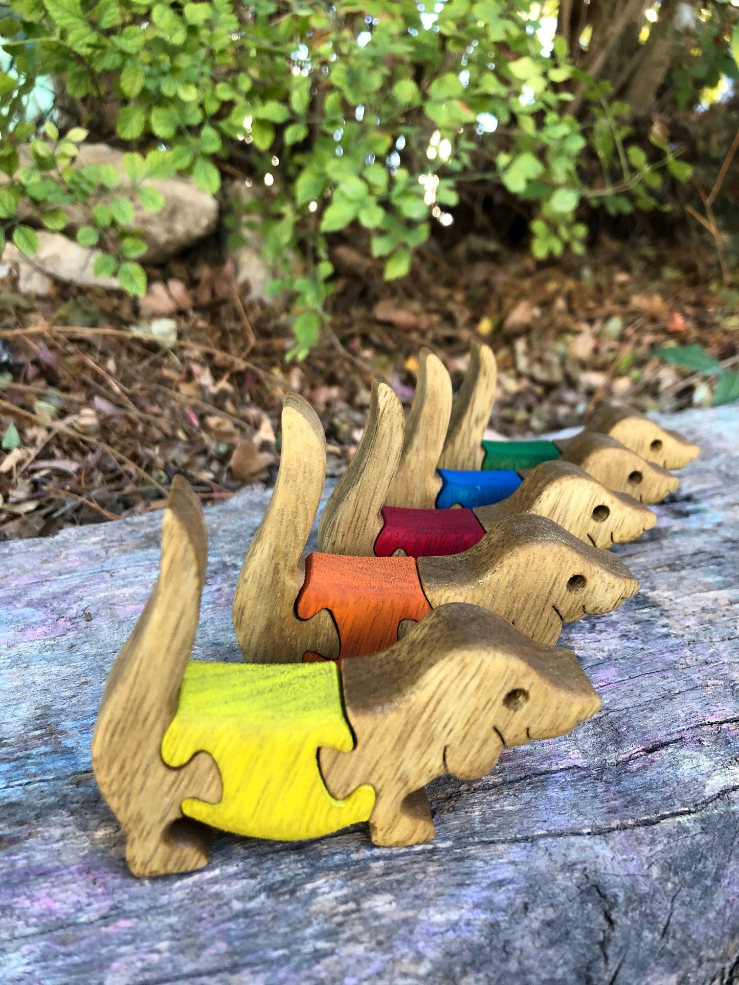 Customizable Handmade Wooden Animal Puzzle Set for Kids - Choose Your Favorite 5 Animals & Colors - Safe, Non-Toxic, Educational Toys