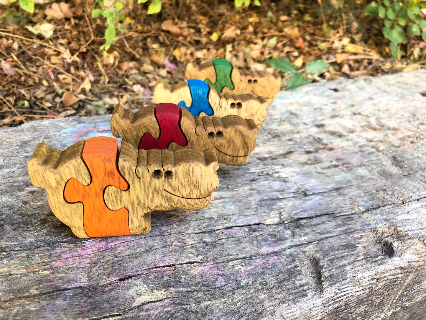 Customizable Handmade Wooden Animal Puzzle Set for Kids - Choose Your Favorite 5 Animals & Colors - Safe, Non-Toxic, Educational Toys