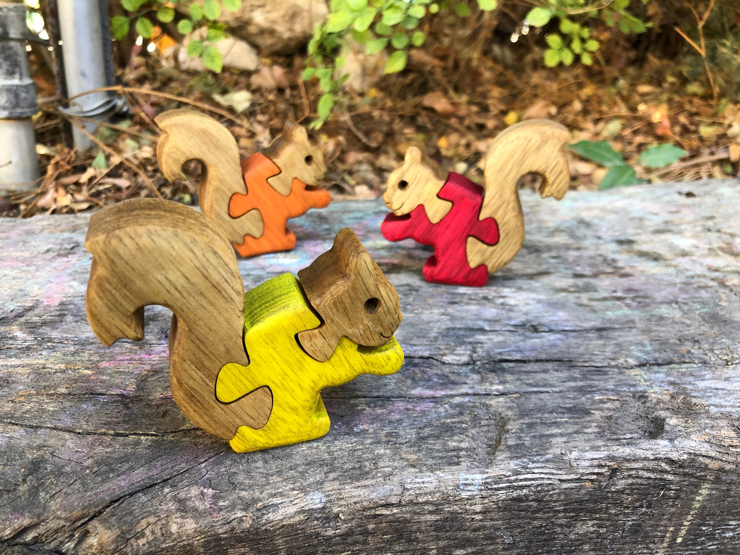 Customizable Handmade Wooden Animal Puzzle Set for Kids - Choose Your Favorite 5 Animals & Colors - Safe, Non-Toxic, Educational Toys