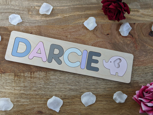 Elephant Personalised Name Puzzle, Wood Baby Gift, Wooden Gift, Wooden child gift, wooden name puzzle. wooden jigsaw